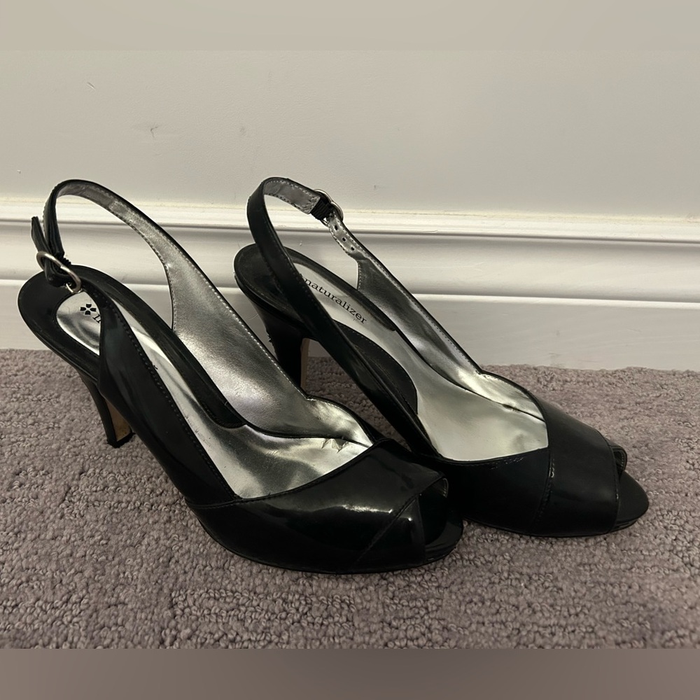 Naturalizer Black Slingback Peep-Toe Heels